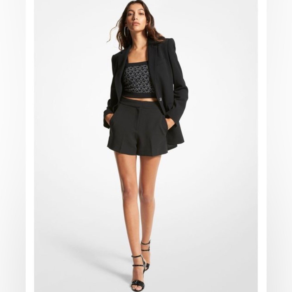 DKNY Skirt Skort Shorts Pleated Front High Rise Pockets Women Size 2 Black